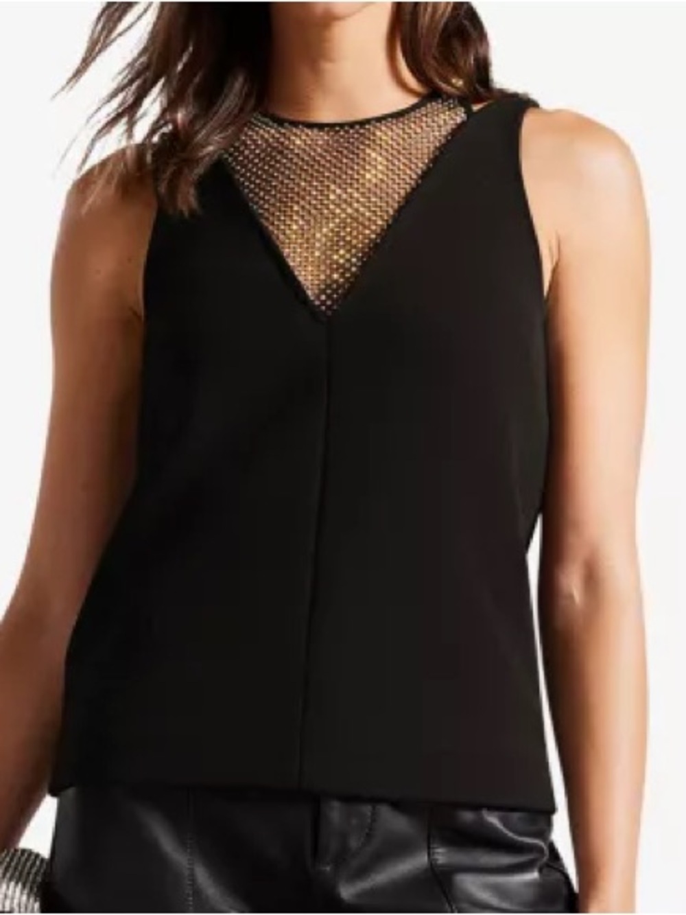 Ted Baker Hollie Embellished Mesh Top Size 2 US 4-6 Small Black Sleeveless